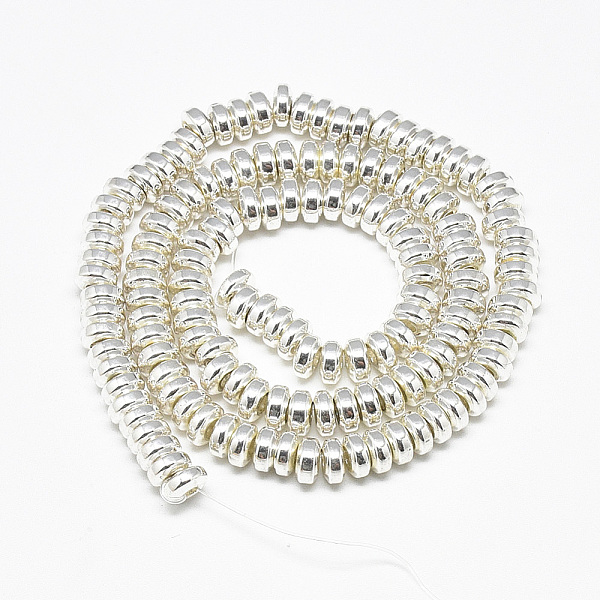 

PandaHall Electroplate Non-magnetic Synthetic Hematite Beads Strands, Heishi Beads, Flat Round/Disc, Silver Plated, 6x3mm, Hole: 2mm, about...