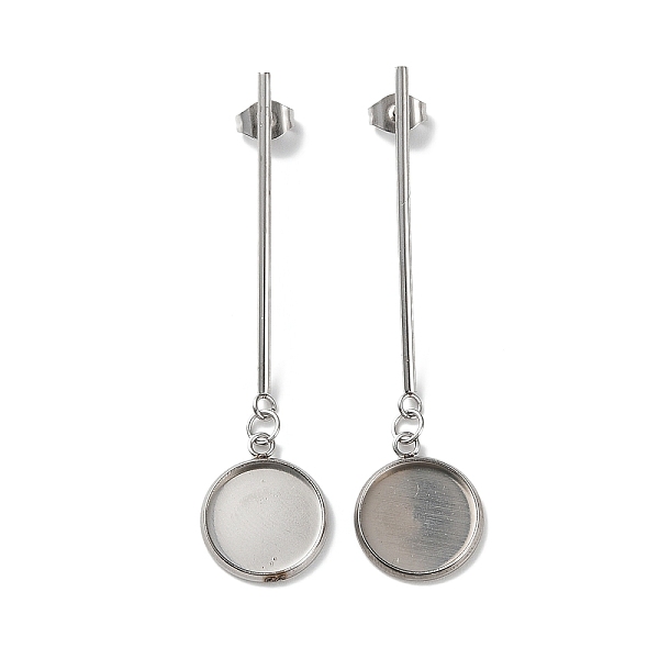 

PandaHall 304 Stainless Steel Stud Earring Findings, Earring Settings, Flat Round, Stainless Steel Color, 56x14mm, Pin: 0.8mm, Tray: 12mm...