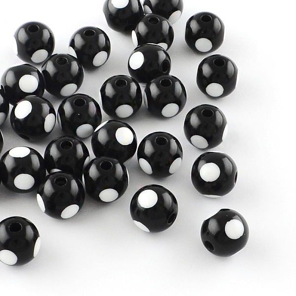 Dot Pattern Opaque Acrylic Beads