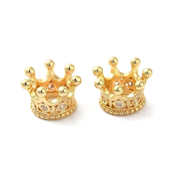 

PandaHall Rack Plating Brass Pave Cubic Zirconia Large Hole European Beads, Long-Lasting Plated, Crown, Golden, 9x7.5mm, Hole: 5.5mm...