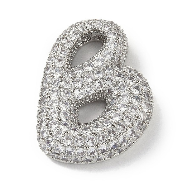 

PandaHall Rack Plating Brass Micro Pave Clear Cubic Zirconia Pendants, Long-Lasting Plated, Platium, Letter B, 30.5x23.5x6.5mm, Hole..., Silver