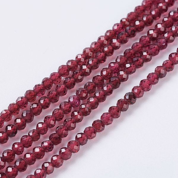 

PandaHall Natural Garnet Beads Strands, Faceted, Round, 2mm, Hole: 0.5mm, about 170pcs/strand, 15.7 inch Garnet Round