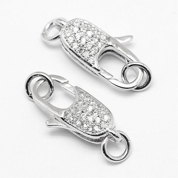 

PandaHall Brass Micro Pave Grade AAA Cubic Zirconia Lobster Claw Clasps, Lead Free & Nickel Free & Cadmium Free, Real Platinum Plated...