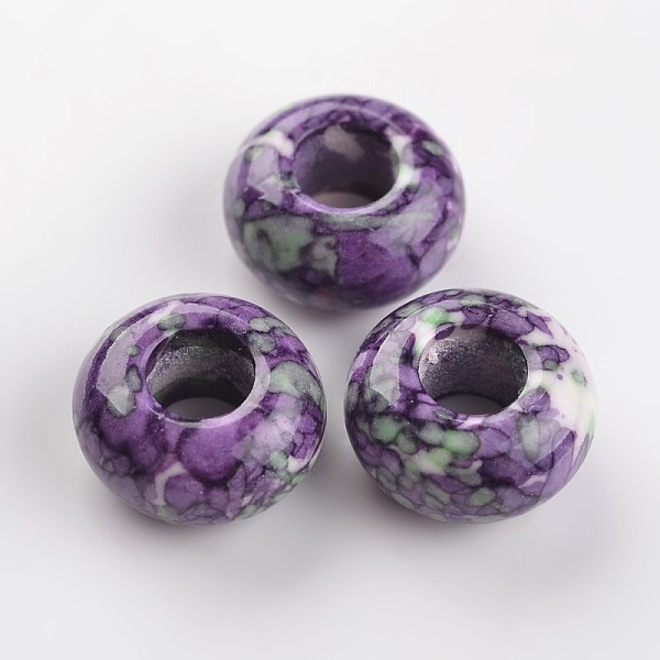 

PandaHall Dyed Rondelle Natural Ocean White Jade Beads, Large Hole Beads, Indigo, 15x8mm, Hole: 6mm Ocean White Jade Rondelle Purple