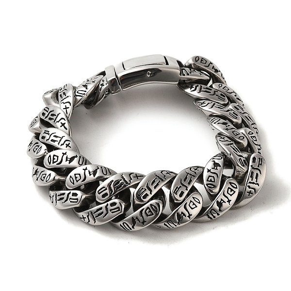 

PandaHall 304 Stainless Steel Cuban Link Chain Bracelets for Women Men, Antique Silver, 9 inch(22.7cm) 304 Stainless Steel