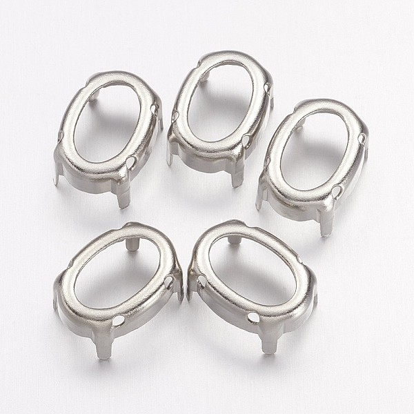 

PandaHall Oval Brass Sew on Prong Settings, Claw Settings for Pointed Back Rhinestone, Open Back Settings, Platinum, 14x10x0.4mm, Fit for...