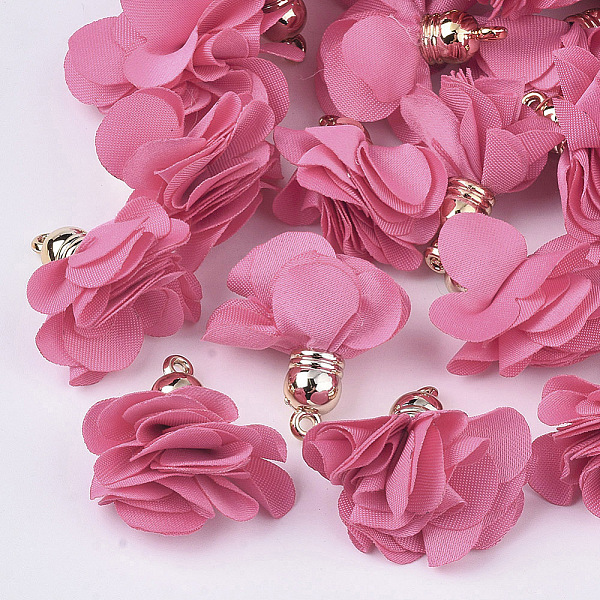 

PandaHall Cloth Pendant Decorations, with Acrylic Findings, Flower, Hot Pink, 25~30x28~35mm, Hole: 2mm Cloth Flower