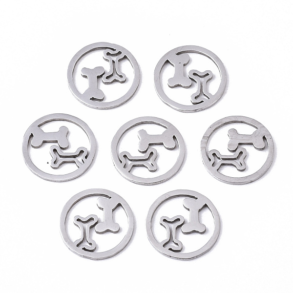 

PandaHall 201 Stainless Steel Charms, Laser Cut, Ring with Dog Bone, Stainless Steel Color, 12x1mm 201 Stainless Steel Ring