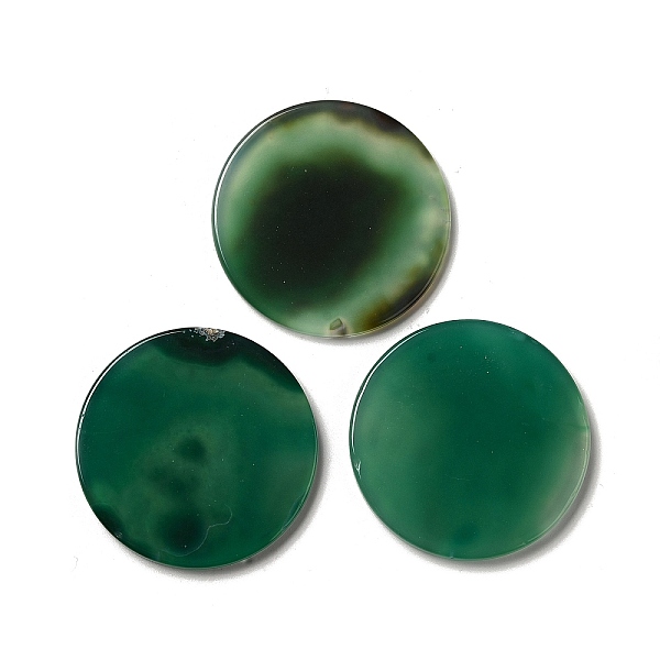

PandaHall Natural Green Onyx Agate Cabochons, Flat Round, 50x4~5mm Green Onyx Agate Flat Round