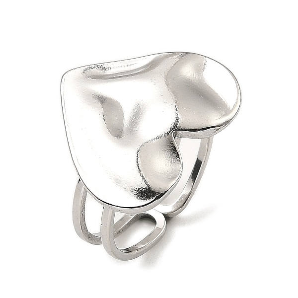 

PandaHall 304 Stainless Steel Open Cuff Rings, Hammered Heart, Stainless Steel Color, US Size 6 1/2(16.9mm) 304 Stainless Steel Heart
