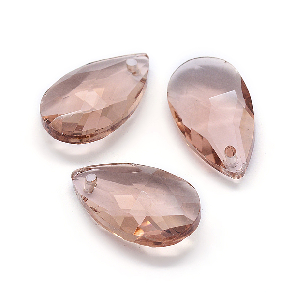 

PandaHall Faceted Glass Pendants, Teardrop, Coffee, 22x13x8.5mm, Hole: 1mm Glass Teardrop Brown