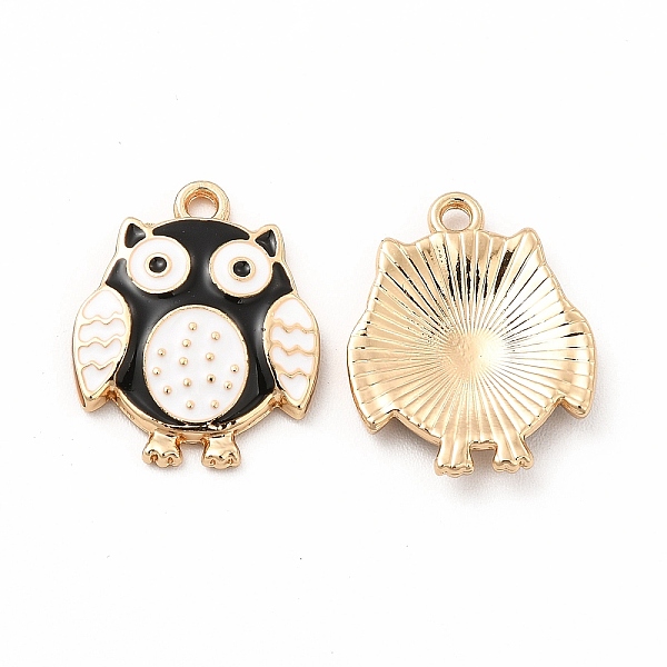 

PandaHall Alloy Enamel Pendants, Golden, Owl Charm, Black, 18x14.5x2mm, Hole: 1.4mm Alloy+Enamel Owl Black