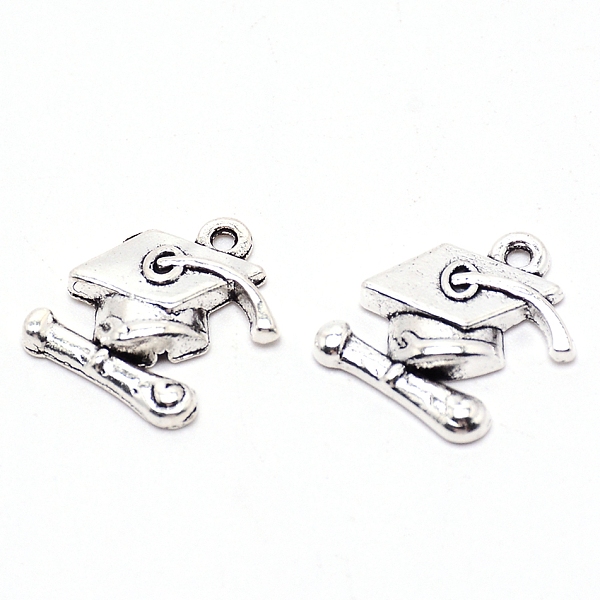 

PandaHall Alloy Pendants, DIY Accessories for Jewelry Making, Doctorial Hat, Antique Silver, 17x15x3mm, Hole: 1.5mm Alloy Hat