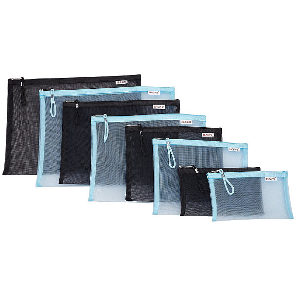 

PandaHall Gorgecraft 8Pcs 8 Style Nylon Mesh File Pockets, Document Storage Bag with Zipper, Rectangle, Mixed Color, 120~245x205~340x2mm..., Multicolor