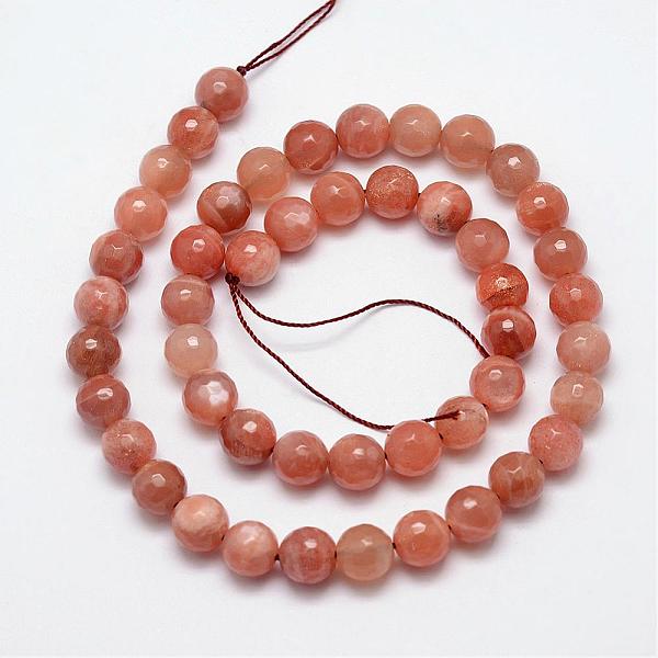 

PandaHall Natural Sunstone Beads Strands, Faceted, Round, 8mm, Hole: 1mm, about 50pcs/strand, 15.7 inch Sunstone Round Brown