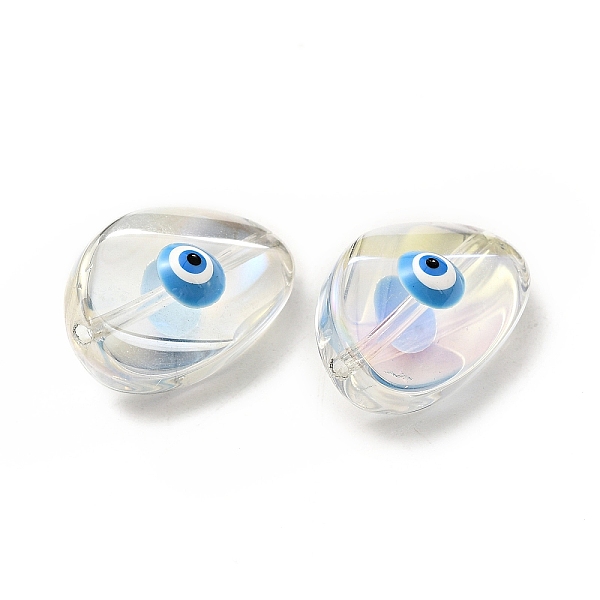 

PandaHall Transparent Glass Beads, with Enamel, Teardop with Evil Eye Pattern, Deep Sky Blue, 18.5x12.5x8mm, Hole: 1.2mm Glass Teardrop
