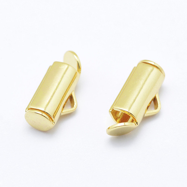 

PandaHall Brass Slide On End Clasp Tubes, Slider End Caps, Real 18K Gold Plated, Cadmium Free & Nickel Free & Lead Free, 11.5x5.5x4mm, Hole...