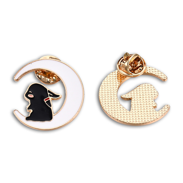 

PandaHall Moon with Rabbit Shape Enamel Pin, Light Gold Plated Alloy Cartoon Badge for Backpack Clothes, Nickel Free & Lead Free, Black...