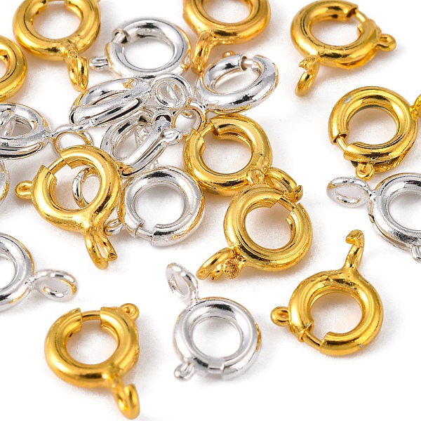 

PandaHall 20Pcs 2 Colors Brass Spring Ring Clasps, Jewelry Components, Mixed Color, 6mm, Hole: 1.5mm, 10pcs/color Brass