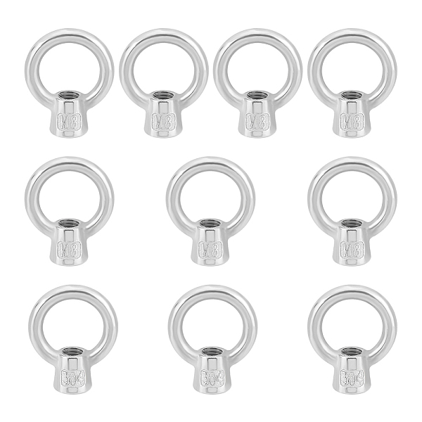 

PandaHall Unicraftale 10Pcs 304 Stainless Steel Lifting Eye Nuts, Stainless Steel Color, 33x26x11.5mm, Hole: 5mm, Inner Diameter: 15mm...