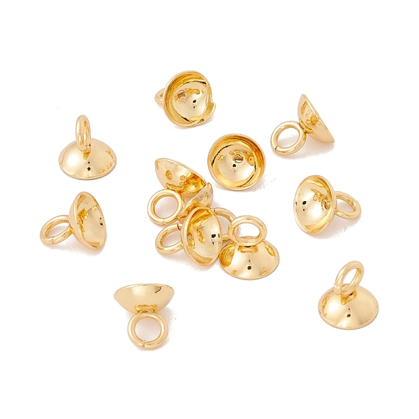 

PandaHall 304 Stainless Steel Bead Cap Pendant Bails, for Globe Glass Bubble Cover Pendant Making, Half Round, Real 18K Gold Plated, 6x5.5mm...