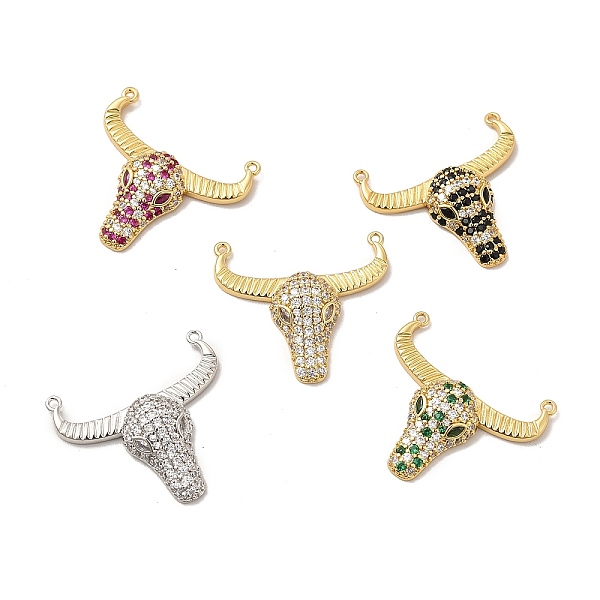

PandaHall Rack Plating Brass Micro Pave Cubic Zirconia Connector Charms, Cadmium Free & Lead Free, Long-Lasting Plated, Cattle Head Links..., Multicolor