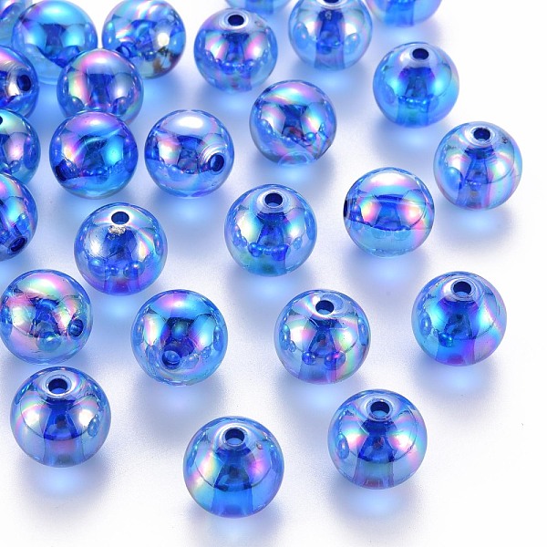 

PandaHall Transparent Acrylic Beads, AB Color Plated, Round, Royal Blue, 16x15mm, Hole: 2.8mm, about 220pcs/500g Acrylic Round