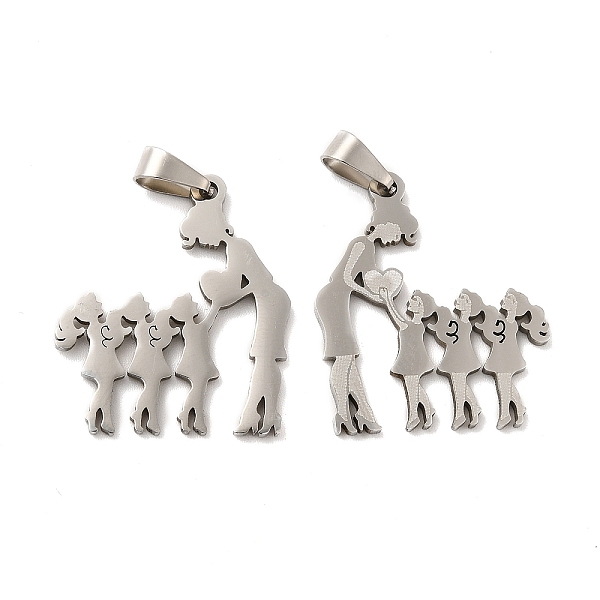 

PandaHall Mother's Day/Teachers' Day 201 Stainless Steel Pendants, Mother with Daughter/Teacher with Students Charms, Stainless Steel Color...