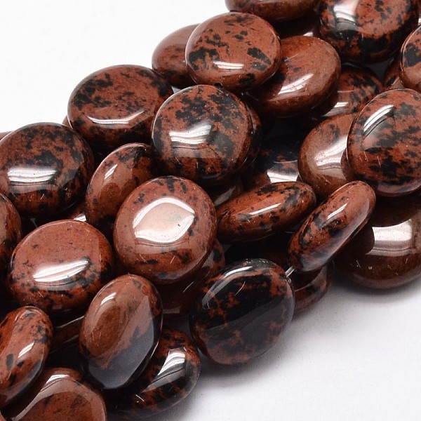 

PandaHall Flat Round Natural Mahogany Obsidian Bead Strands, Dyed, 16x14x7mm, Hole: 1mm, about 25pcs/strand, 15.74 inch Mahogany Obsidian...