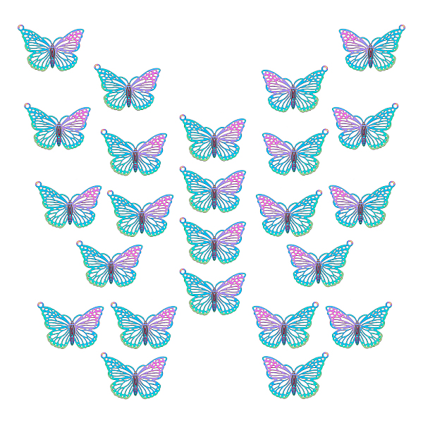 

PandaHall Unicraftale 201 Stainless Steel Filigree Pendants, Etched Metal Embellishments, Butterfly, Rainbow Color, 18x26x0.3mm, Hole: 1.2mm...
