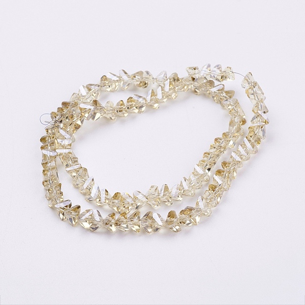 

PandaHall Electroplate Glass Beads Strands, Pearl Luster Plated, Faceted, Triangle, Beige, 4.5x5x6mm, Hole: 1mm, about 100pcs/strand, 13.7..., Yellow