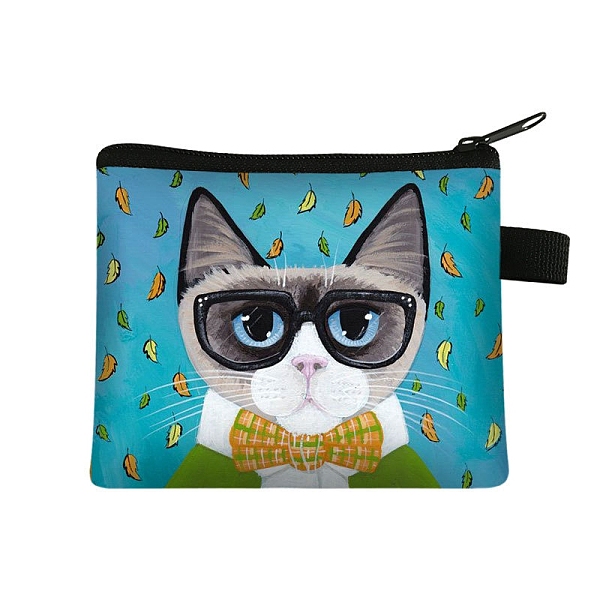 

PandaHall Cute Cat Polyester Zipper Wallets, Rectangle Coin Purses, Change Purse for Women & Girls, Dark Cyan, 11x13.5cm Polyester Cat Shape