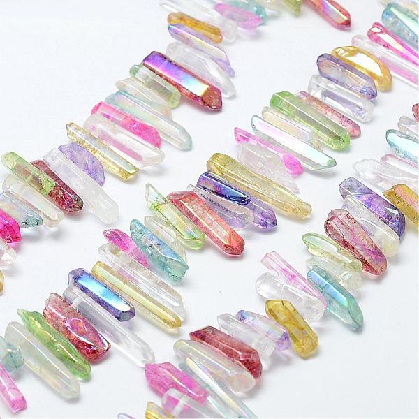 

PandaHall Electroplate Natural Quartz Crystal Beads Strands, Dyed, Polishing, Nuggets, AB Color Plated, Mixed Color, 15.5~31x5.5~12x4~8mm..., Multicolor