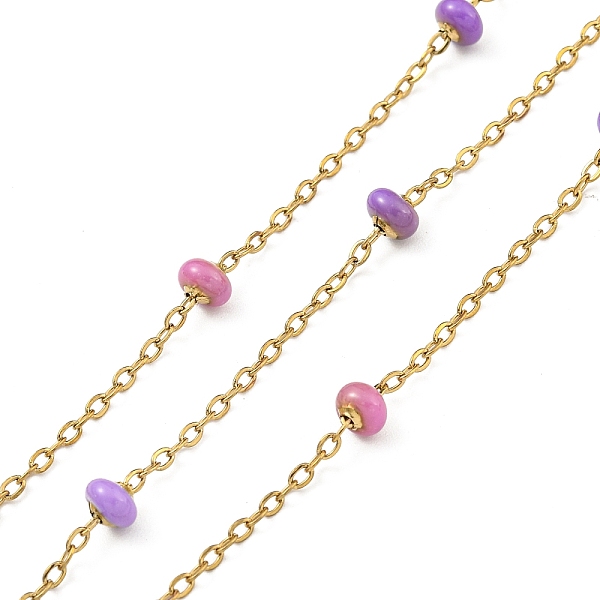 

PandaHall 304 Stainless Steel Enamel Link Chains, Soldered, with Spool, Flat Round, Lilac, 2x1.5x0.5mm 304 Stainless Steel Purple