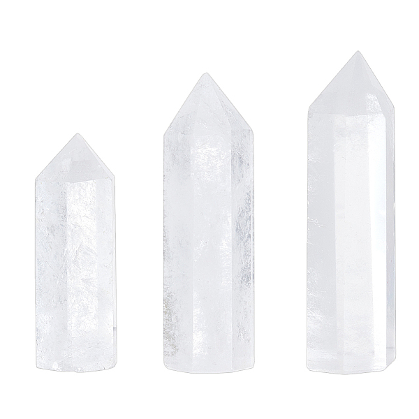 

PandaHall BENECREAT 3Pcs 3 Style Point Tower Natural Quartz Crystal Home Display Decoration, Healing Stone Wands, for Reiki Chakra...