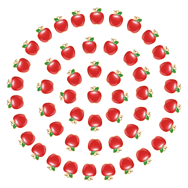 

PandaHall SUNNYCLUE 1 Box 50PCS Enamel Red Apple Charms Alloy Charms Lucky Fruit Shape Dangle Pendants for Jewelry Making Charms Earrings...