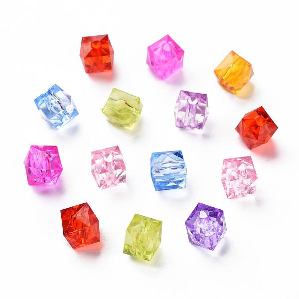 

PandaHall Transparent Acrylic Beads, Square, Mixed Color, 7x7x7mm, Hole: 1.8mm, about 2000pcs/500g Acrylic Square Multicolor