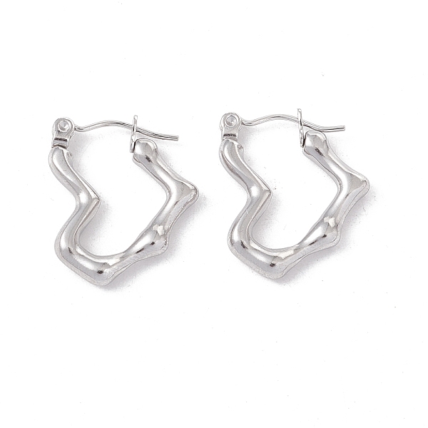 

PandaHall 304 Stainless Steel Heart Hoop Earrings for Women, Stainless Steel Color, 21.5x17.5x3mm, Pin: 0.6mm 304 Stainless Steel Heart