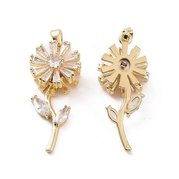 

PandaHall Brass Micro Pave Clear Cubic Zirconia Pendants, Flower Charm, Real 18K Gold Plated, 29x12.5x7.5mm, Hole: 2x4.5mm Brass+Cubic...
