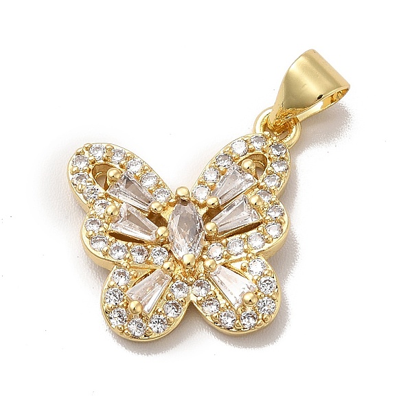 

PandaHall Rack Plating Brass Micro Pave Cubic Zirconia Pendant, Long-Lasting Plated, Cadmium Free & Lead Free, Butterfly, Real 18K Gold..., Clear