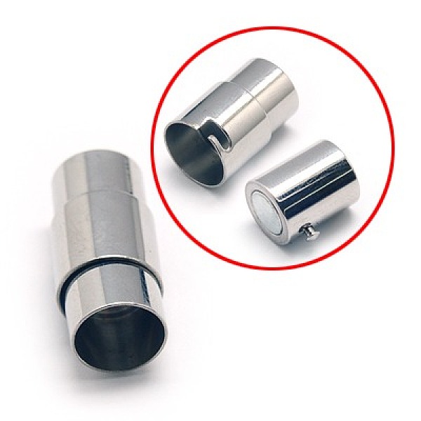 

PandaHall 304 Stainless Steel Locking Tube Magnetic Clasps, Column, Stainless Steel Color, 21x10mm, Hole: 8mm 304 Stainless Steel Column