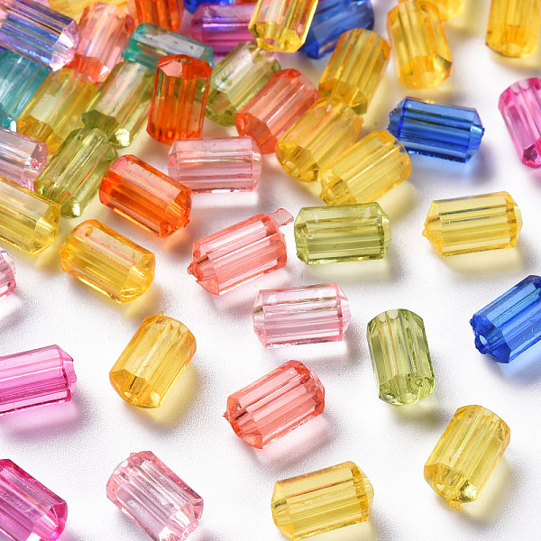 

PandaHall Transparent Acrylic Beads, Faceted, Polygon, Mixed Color, 9x5mm, Hole: 1.8mm, about 3496pcs/500g Acrylic Polygon Multicolor