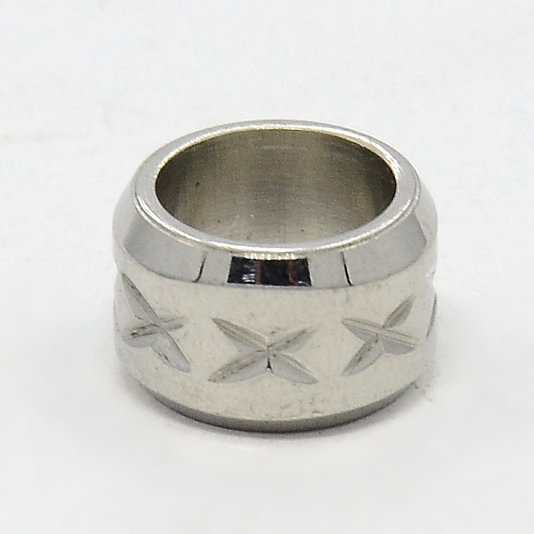 

PandaHall Stainless Steel Large Hole Column Carved X-shape Beads, Stainless Steel Color, 11x7mm, Hole: 8mm Stainless Steel Rondelle