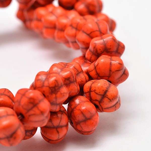 

PandaHall Dyed Synthetic Turquoise Bead Strands, Pumpkin, Orange Red, 18x13mm, Hole: 1mm, about 216ps/1000g Synthetic Turquoise Pumpkin