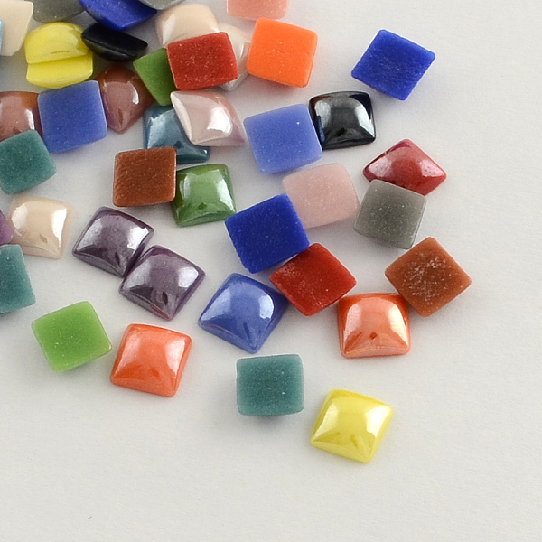 

PandaHall Pearlized Plated Opaque Glass Cabochons, Square, Mixed Color, 4x4x2mm Glass Square Multicolor