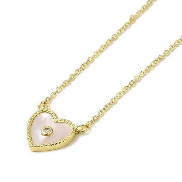 

PandaHall Brass Micro Pave Clear Cubic Zirconia Pendant Necklaces, with Shell, Cable Chain Necklaces, Real 18K Gold Plated, Heart, 16.73...