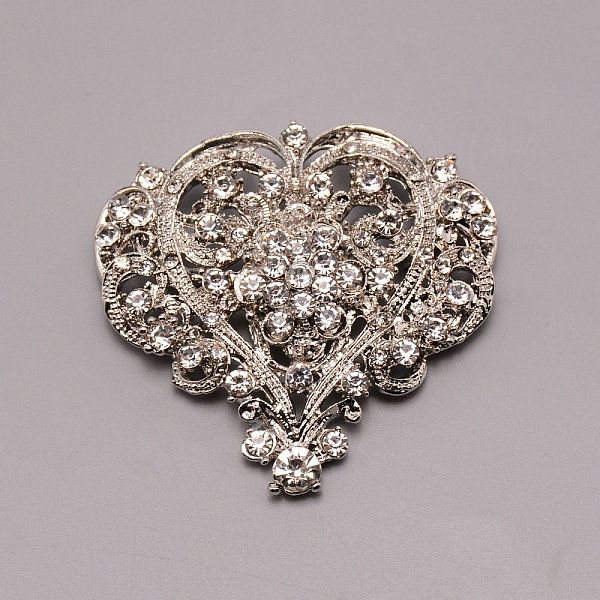 

PandaHall Sparkling Clear Cubic Zirconia Heart Brooch, Exquisite Alloy Cubic Zirconia Lapel Pin for Wedding Party, Platinum, 54x56.5x9mm...