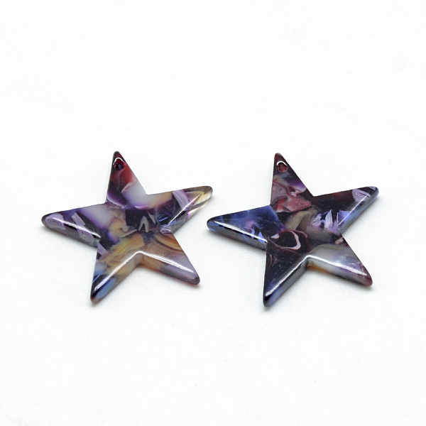 

PandaHall Cellulose Acetate(Resin) Pendants, Star, Mixed Color, 20.5x21x2.5mm, Hole: 1.5mm Cellulose Acetate Star Multicolor