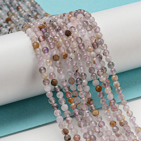 

PandaHall Natural Purple Rutilated Quartz Beads Strands, Faceted, Round, 2.5mm, Hole: 0.5mm, about 151pcs/strand, 14.96''(38cm) Rutilated...