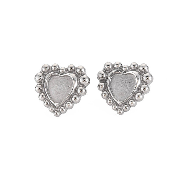 

PandaHall 304 Stainless Steel Stud Earring Findings, Earring Setting for Enamel, with Ear Nuts, Heart, Stainless Steel Color, 18x19.5mm, Pin...
